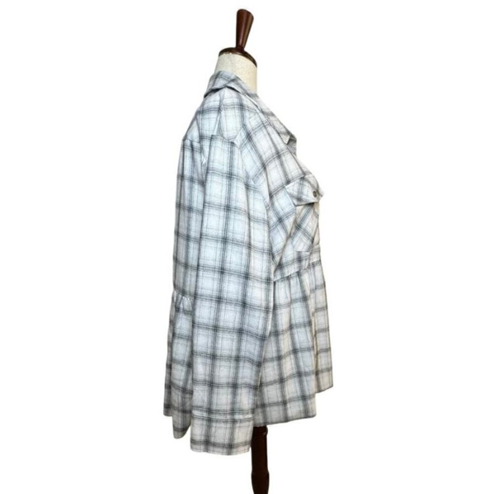 Heyson Gray/White Plaid Oversized Babydoll Top - Size 1X - Picture 2 of 7